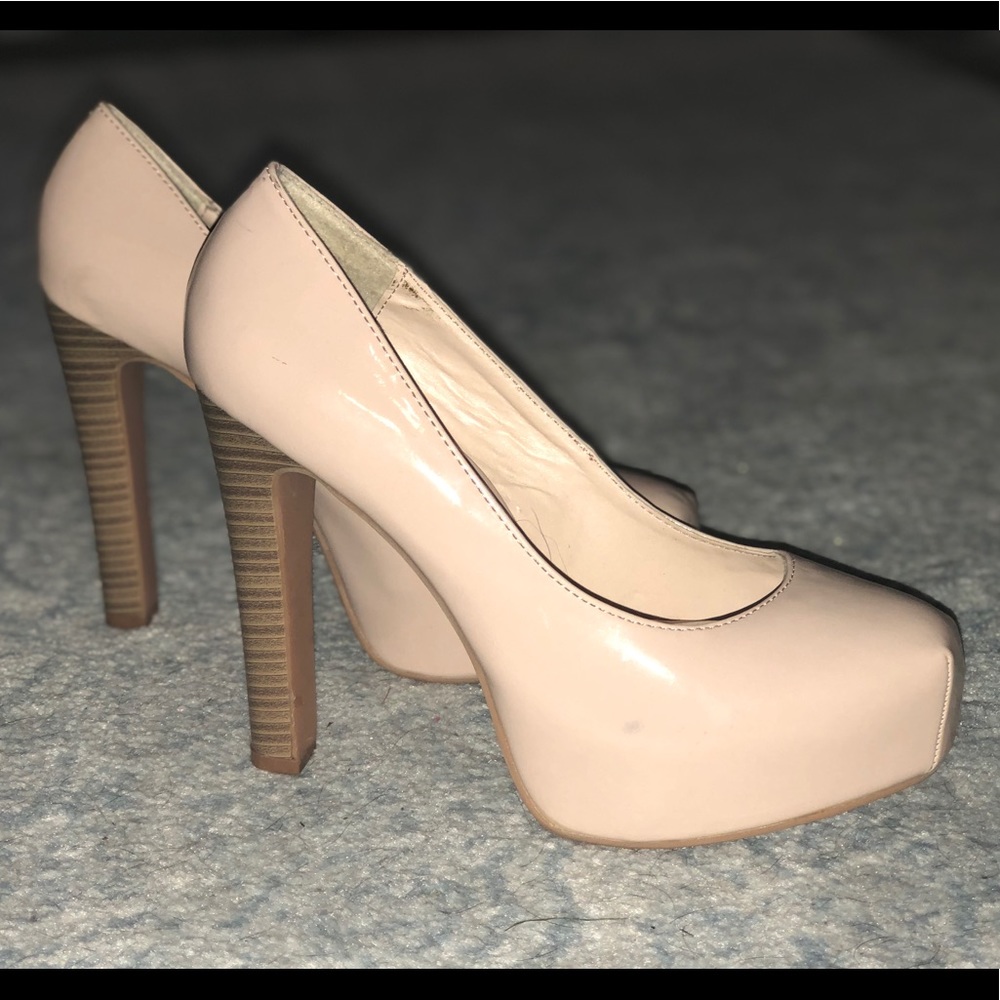 Nude Patent Faux Leather Platforms